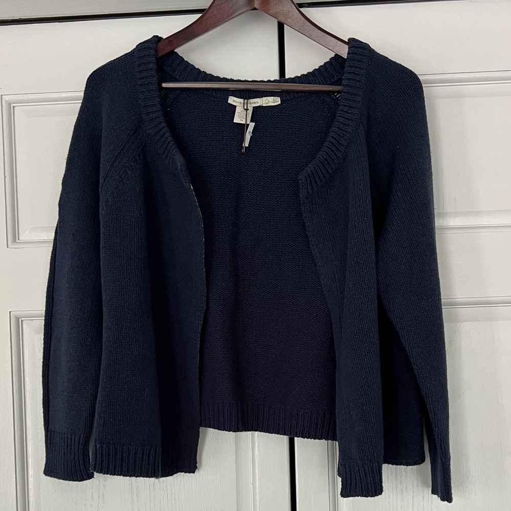 White + Warren Navy Women's Cardigan
